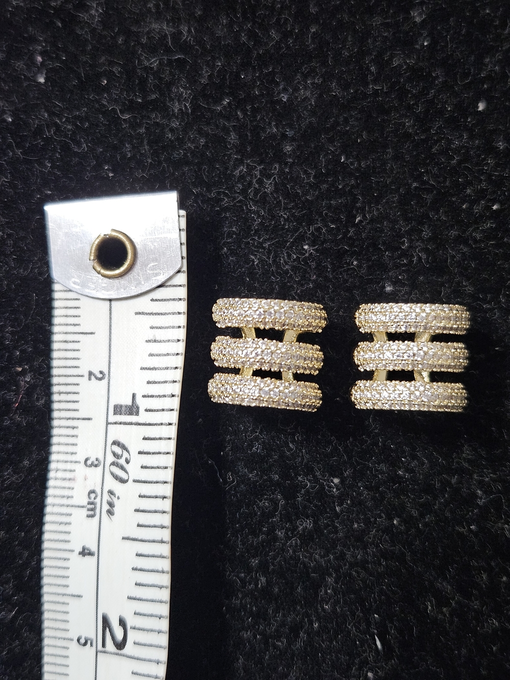 Gold Pavé Ear Cuffs- Sparkling Gold Tone - Picture 3 of 4